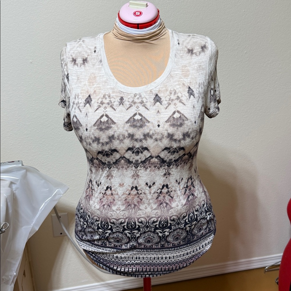Patterned Short Sleeve Women's Top